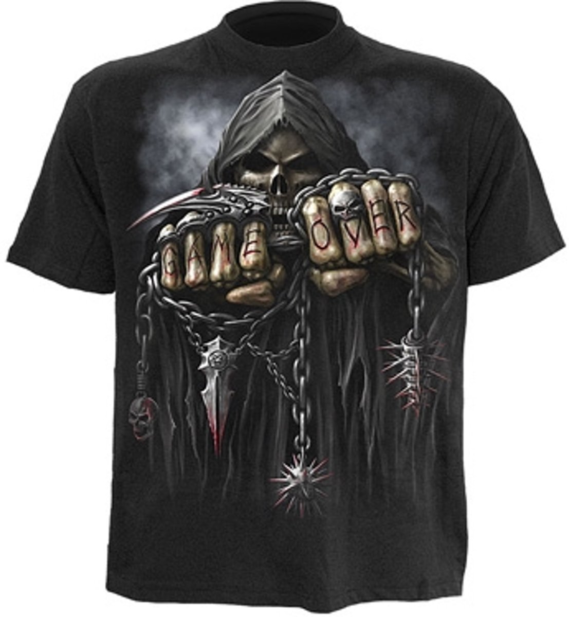 Game Over, gothic fantasy metal skelet rock mannen T-shirt zwart - XL - Spiral