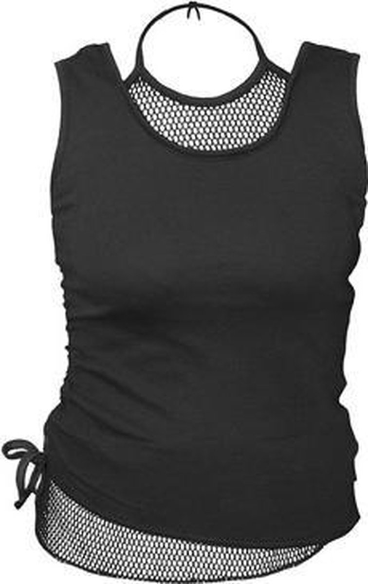 Mesh, gothic fantasy metal top zwart - S - Spiral