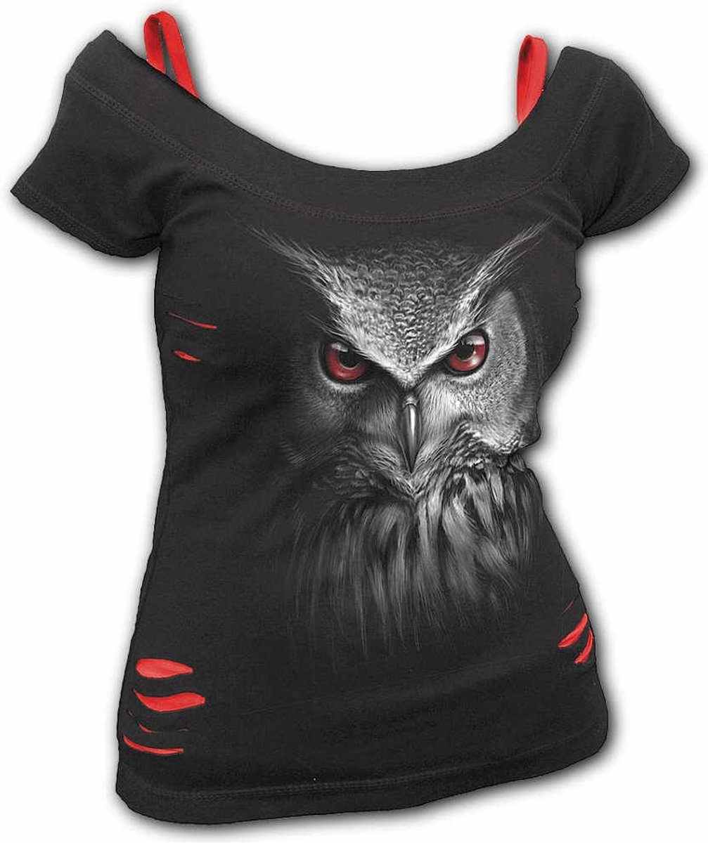 Night Hunter, gothic fantasy metal uil top zwart - XL - Spiral