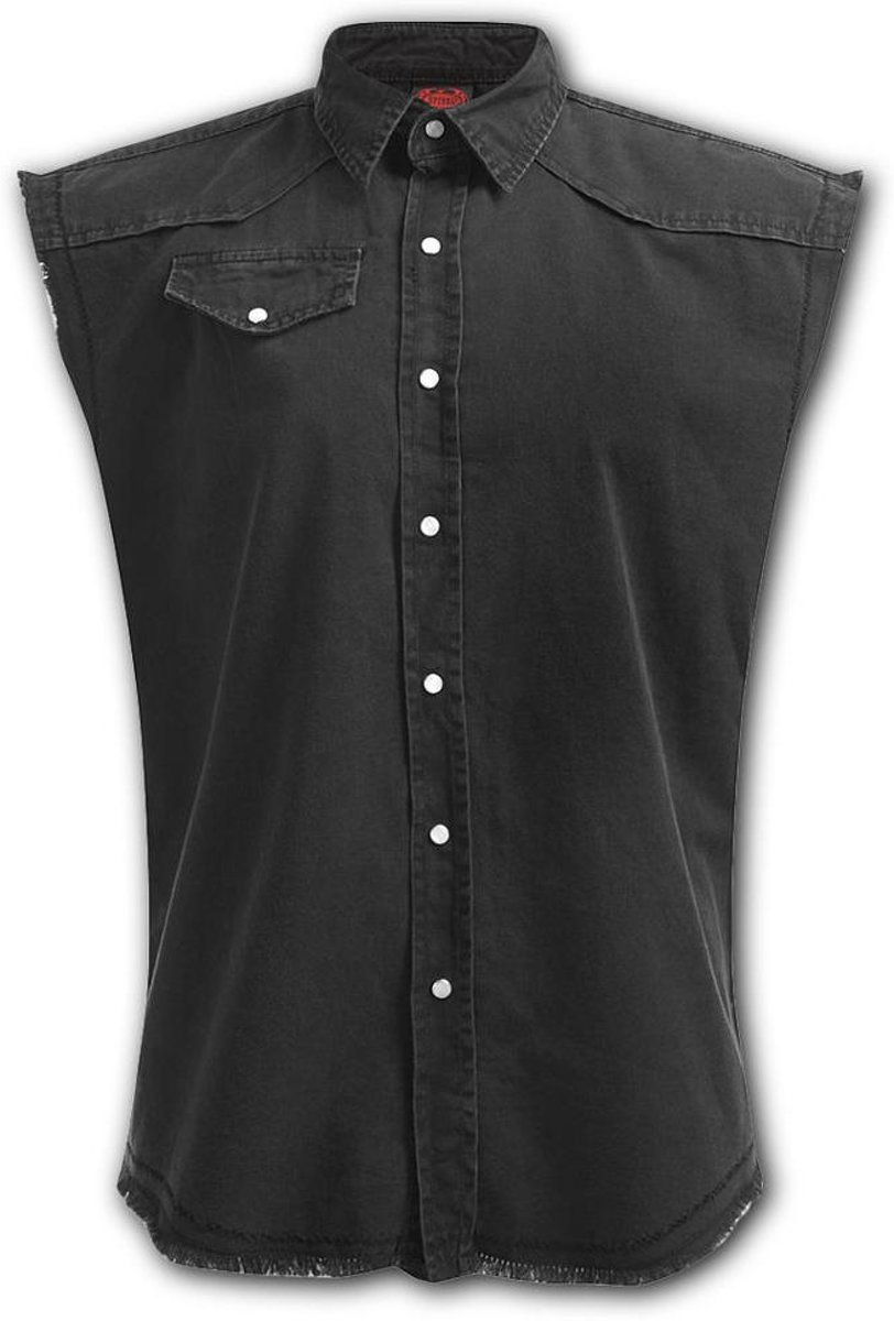 Plain, gothic metal mouwloze workshirt zwart - L - Spiral