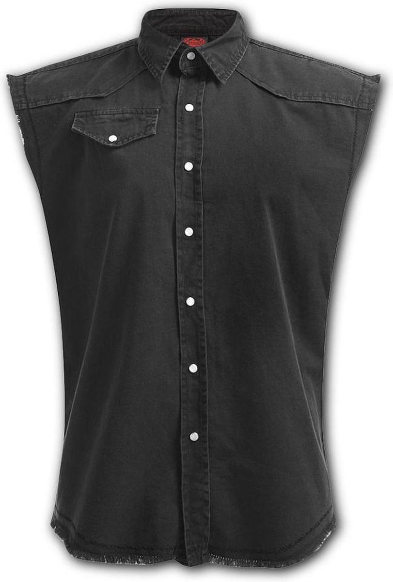 Plain, gothic metal mouwloze workshirt zwart - XL - Spiral