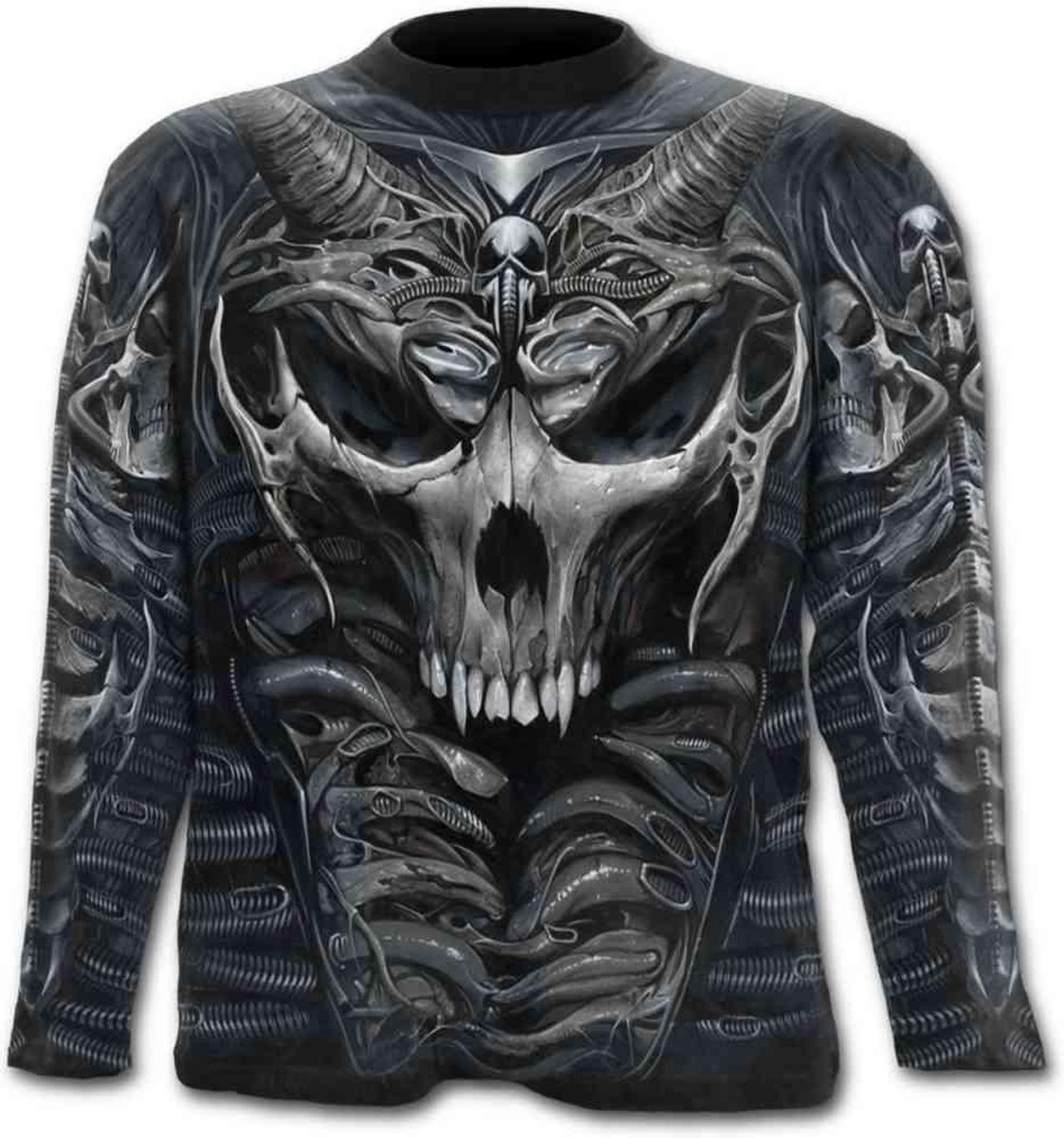 SKULL ARMOUR - Allover T-shirt met lange mouwen zwart - XL