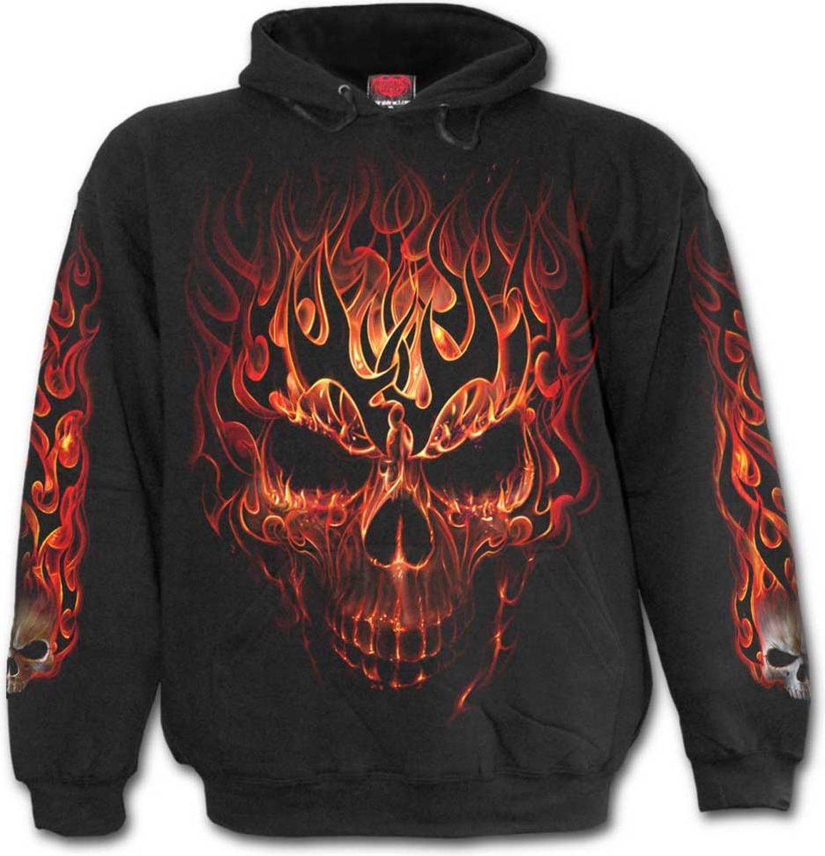 Skull Blast, gothic metal fantasy unisex trui met capuchon zwart - M - Spiral