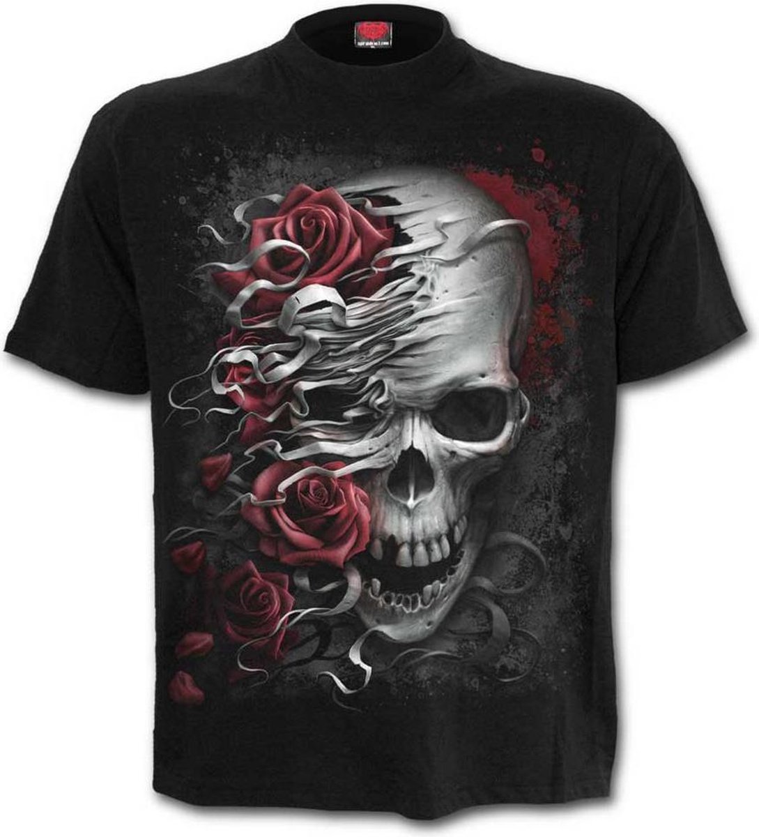 Skulls N Roses, gothic metal fantasy unisex T-shirt zwart - M - Spiral