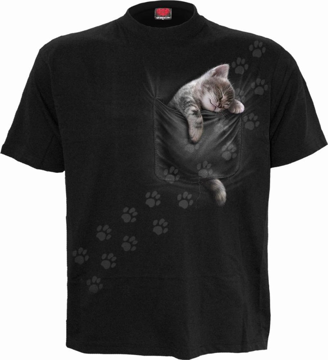 Spiral Direct Heren Tshirt -L- POCKET KITTEN Zwart