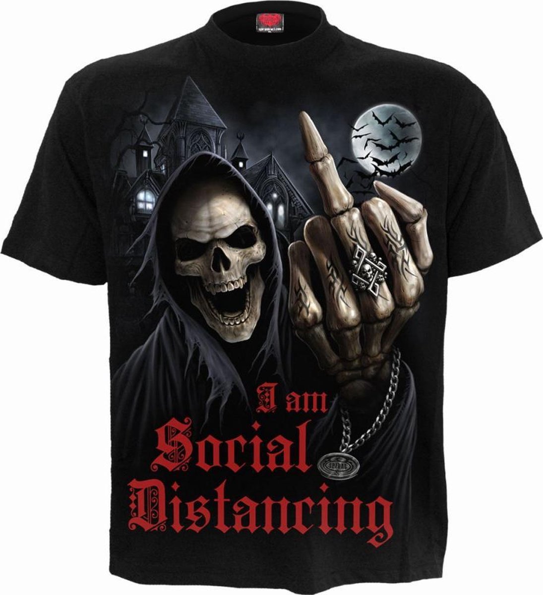 Spiral Direct Heren Tshirt -XL- SOCIAL DISTANCE Zwart