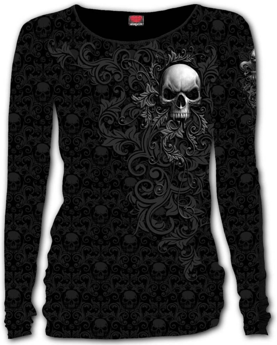 Spiral Direct Longsleeve top -L- SKULL SCROLL Zwart