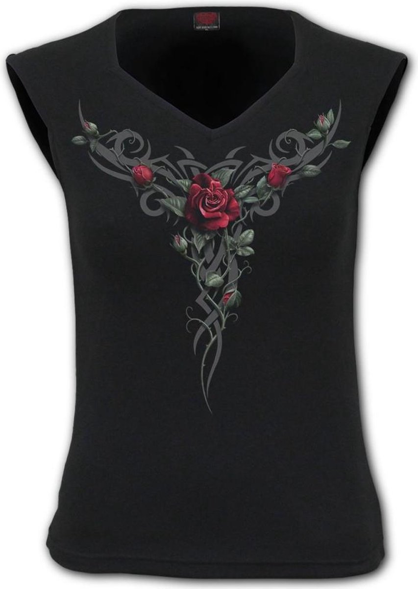 Spiral Direct Mouwloze top -M- TRIBAL ROSE Zwart