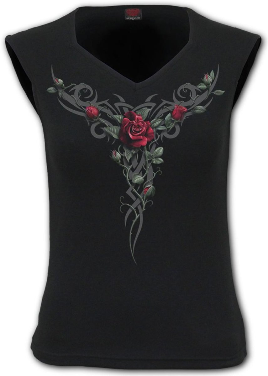 Spiral Direct Mouwloze top -S- TRIBAL ROSE Zwart