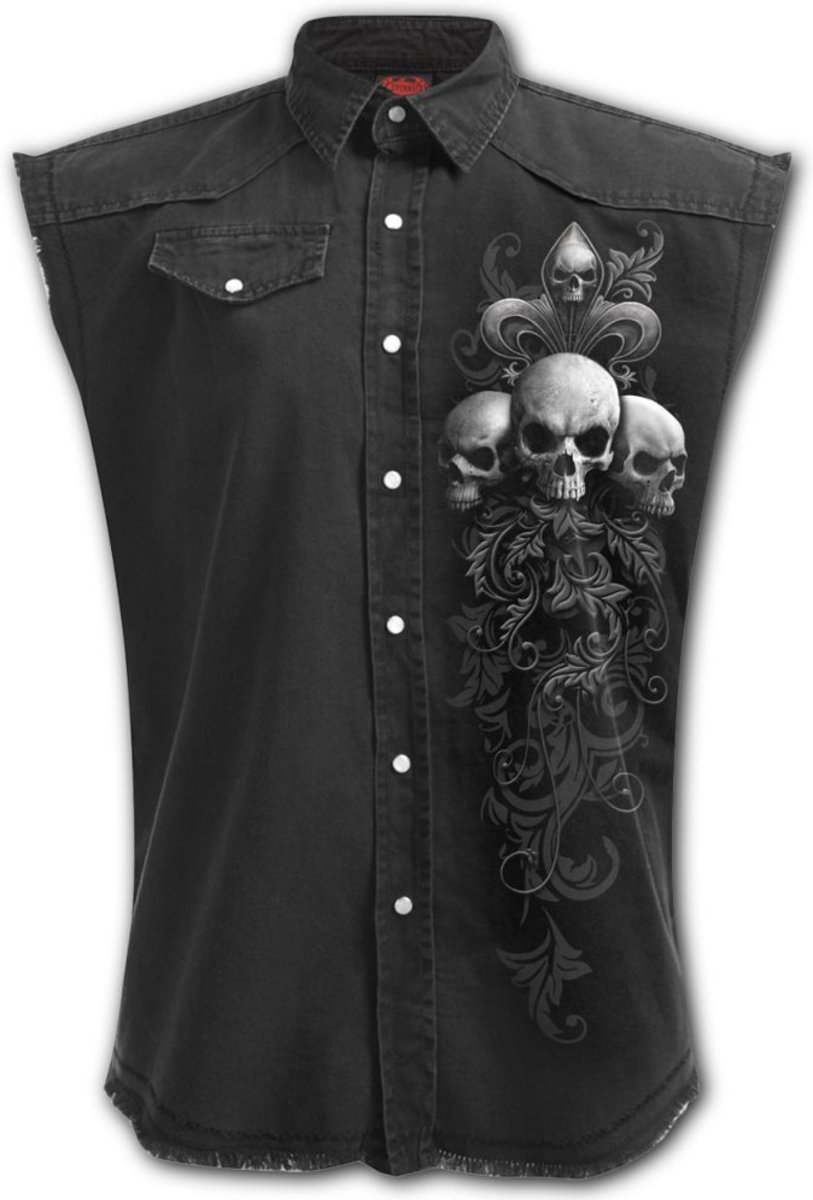 Spiral Direct Mouwloze workshirt -M- SKULL SCROLL Zwart