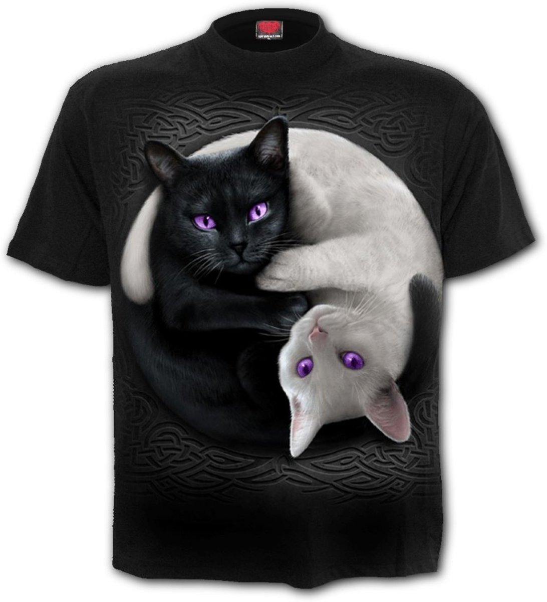 Spiral Direct Unisex Tshirt -M- YIN YANG CATS Zwart