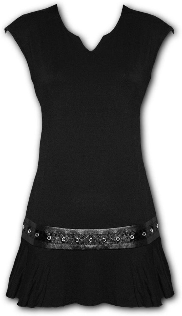 Studwaist, gothic fantasy metal jurk zwart - M - Spiral