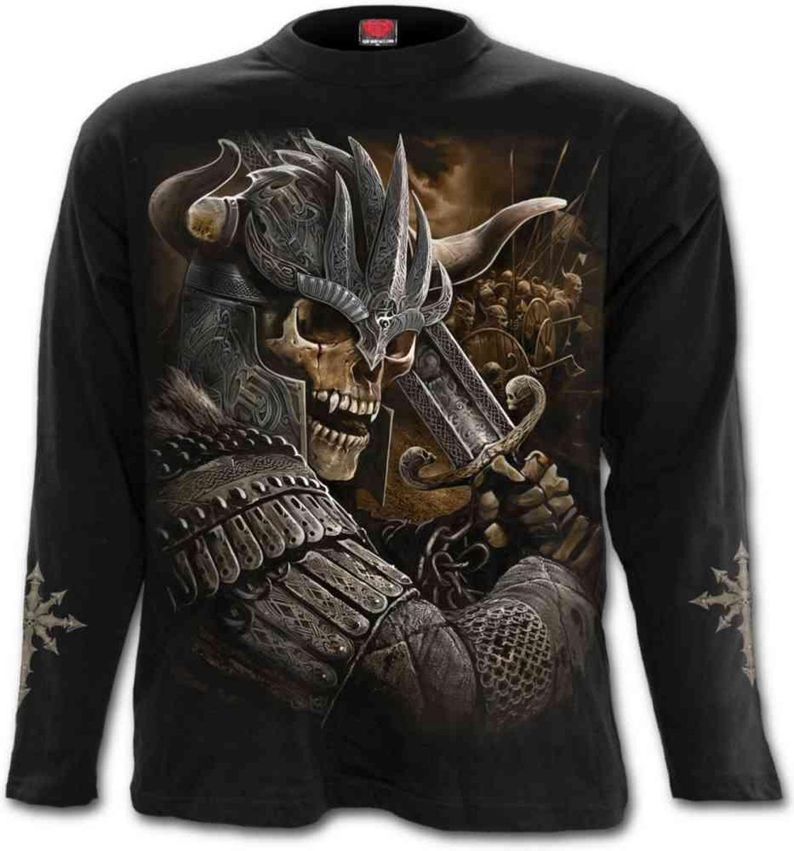 Viking Warrior - heren shirt met lange mouwen zwart - L - Spiral Direct