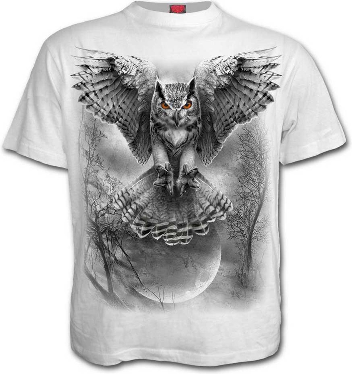 Wings Of Wisdom, gothic metal fantasy uilen heren T-shirt wit - S - Spiral