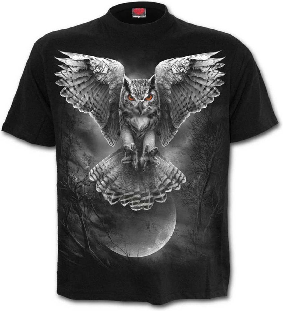 Wings Of Wisdom, gothic metal fantasy uilen heren T-shirt zwart - L - Spiral