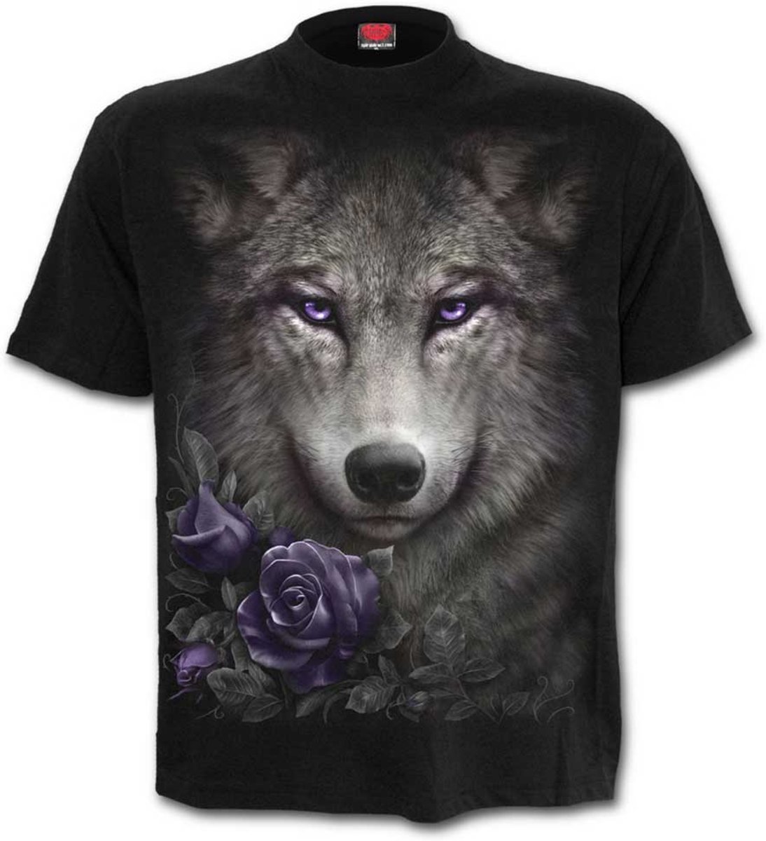 Wolf Roses, gothic metal fantasy unisex T-shirt zwart - M - Spiral