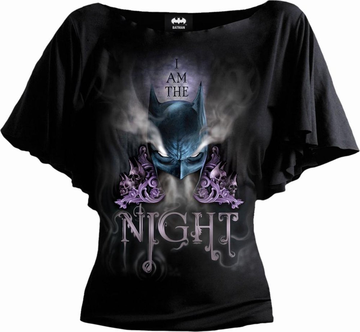 Spiral Batman Top -L- I AM THE NIGHT Zwart