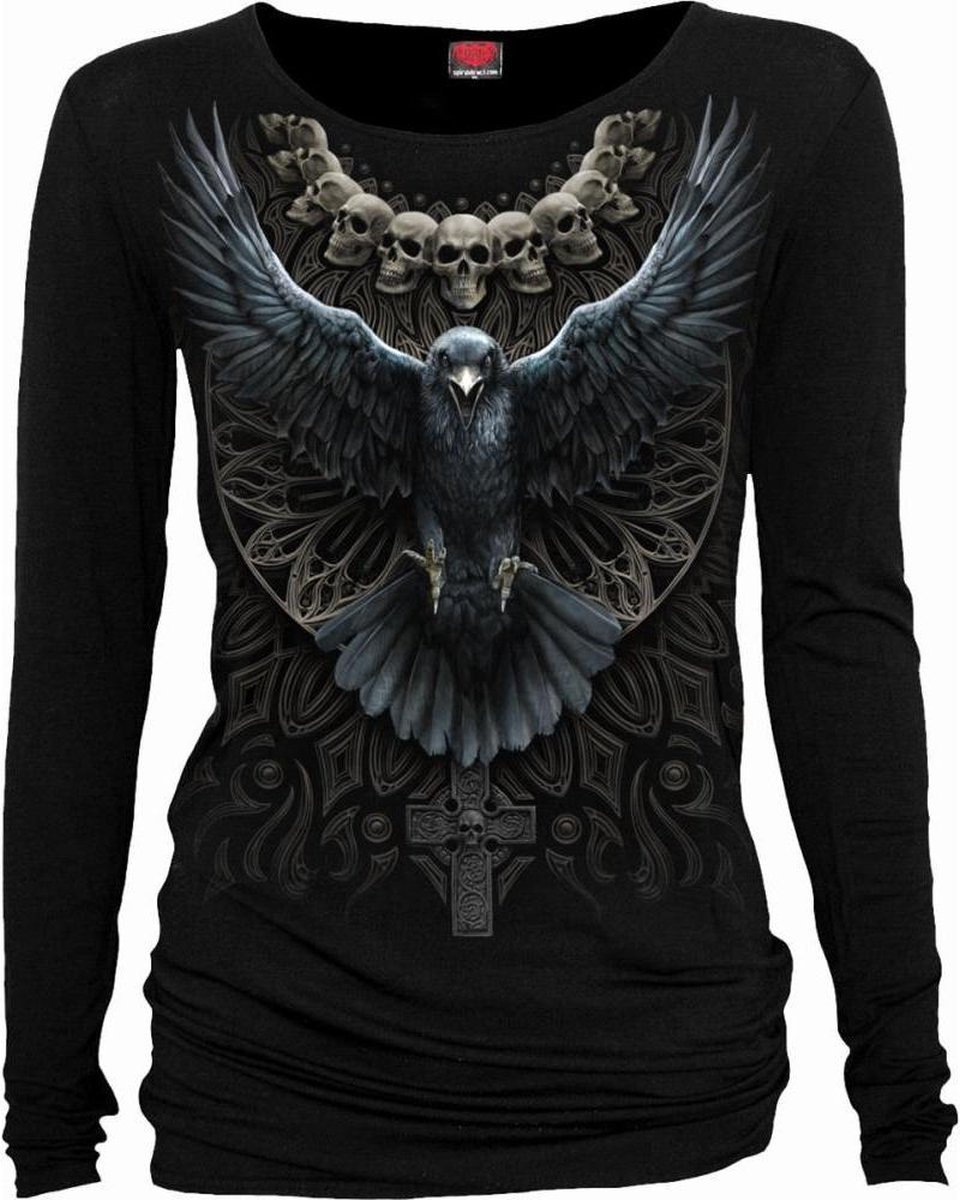 Spiral Direct Top -L- RAVEN SKULL Zwart