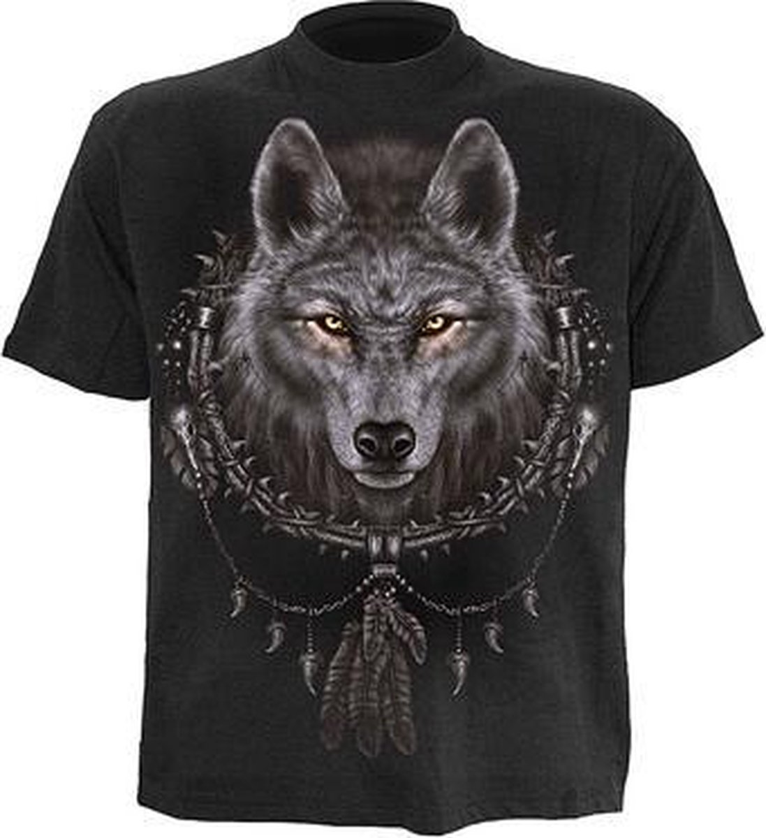 Spiral Heren Tshirt -L- WOLF DREAMS Zwart