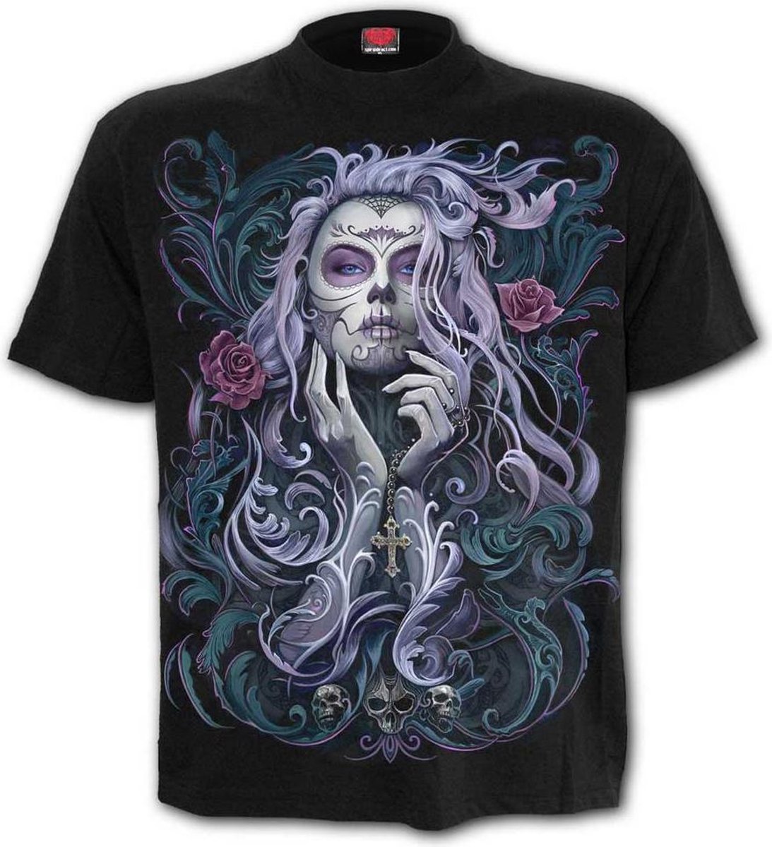 Spiral Heren Tshirt -M- ROCOCO SKULL Zwart