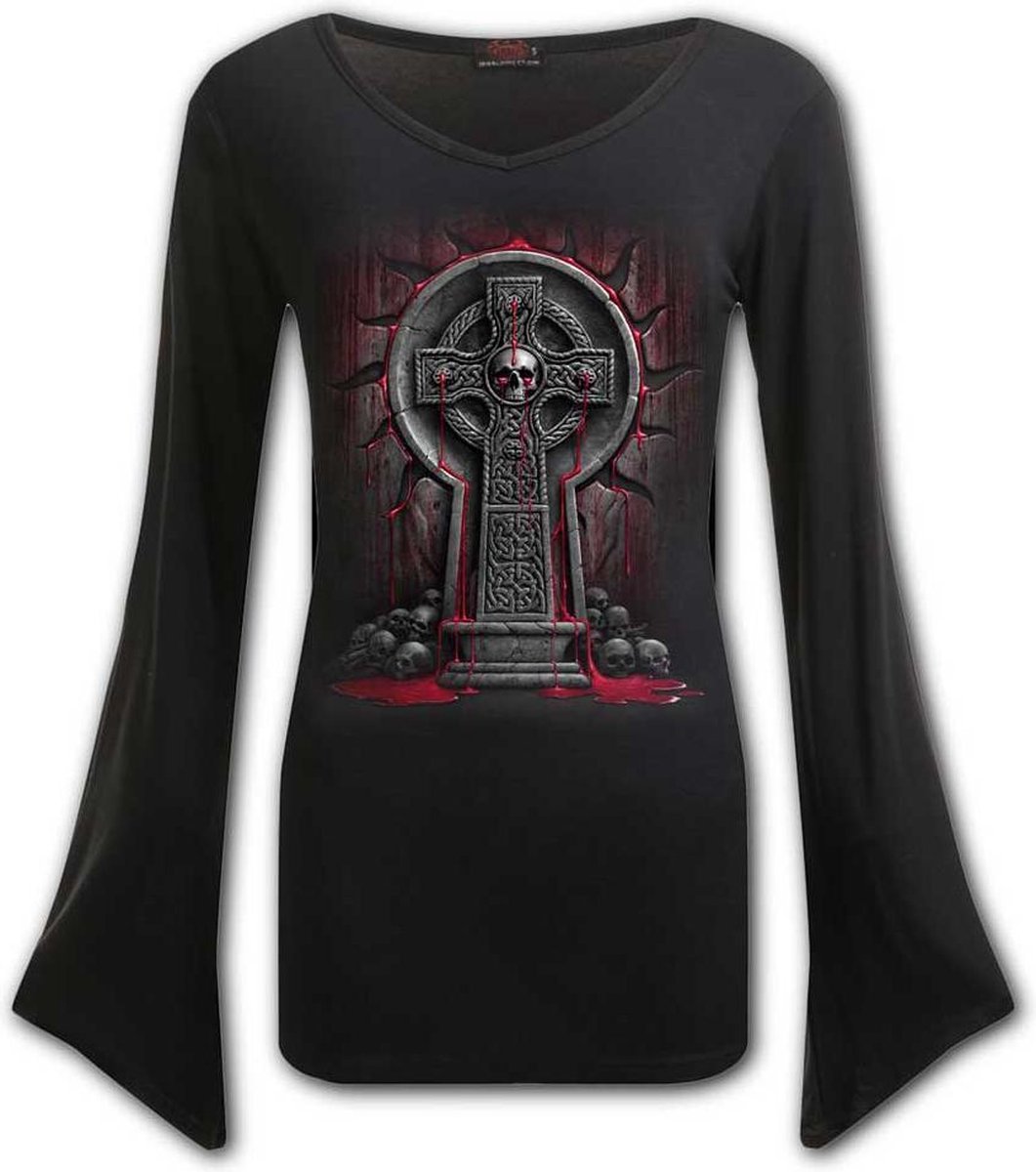 Spiral Longsleeve top -S- BLEEDING SOULS Zwart