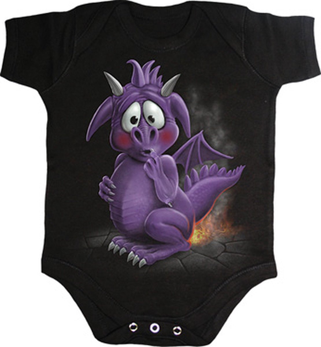 Spiral Romper baby -M- DRAGON RELIEF Zwart