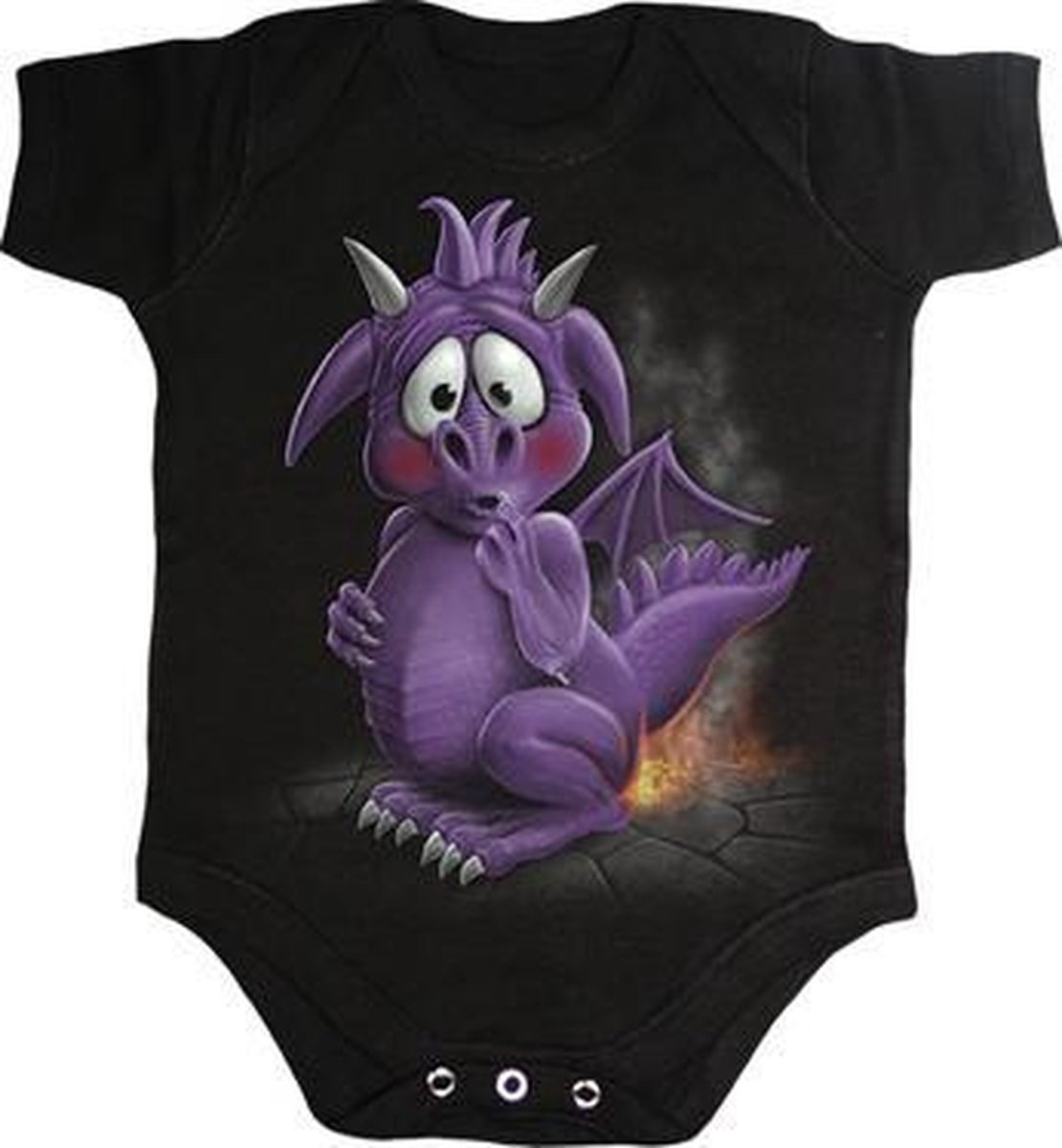 Spiral Romper baby -S- DRAGON RELIEF Zwart