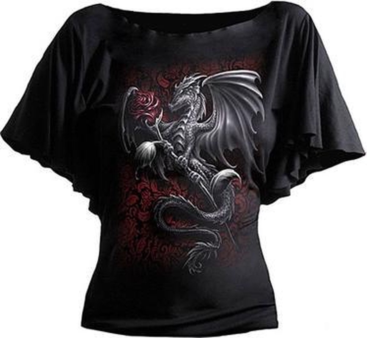 Spiral Top -M- DRAGON ROSE Zwart