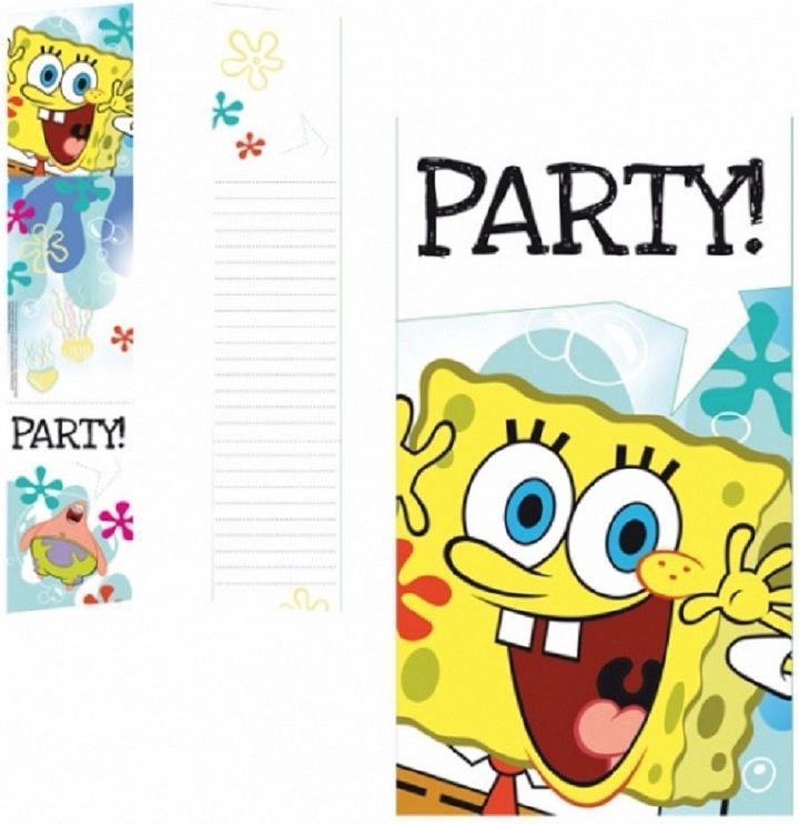 Spongebob thema kinder feestje uitnodigingen 12x stuks - Feestartikelen verjaardag