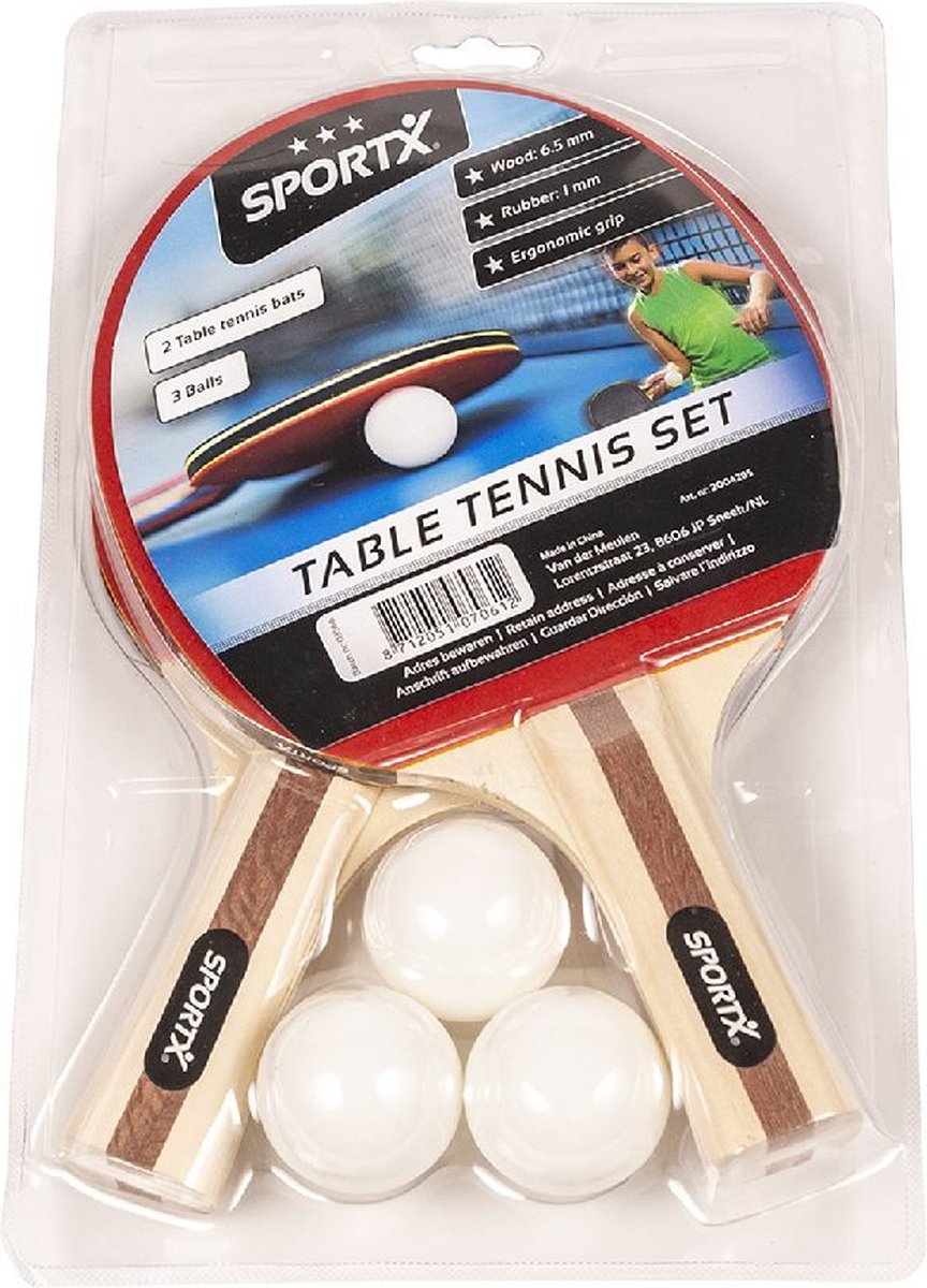 2x Tafeltennis batjes sport set met 3 ballen - Ping Pong spelen op kantoor of thuis