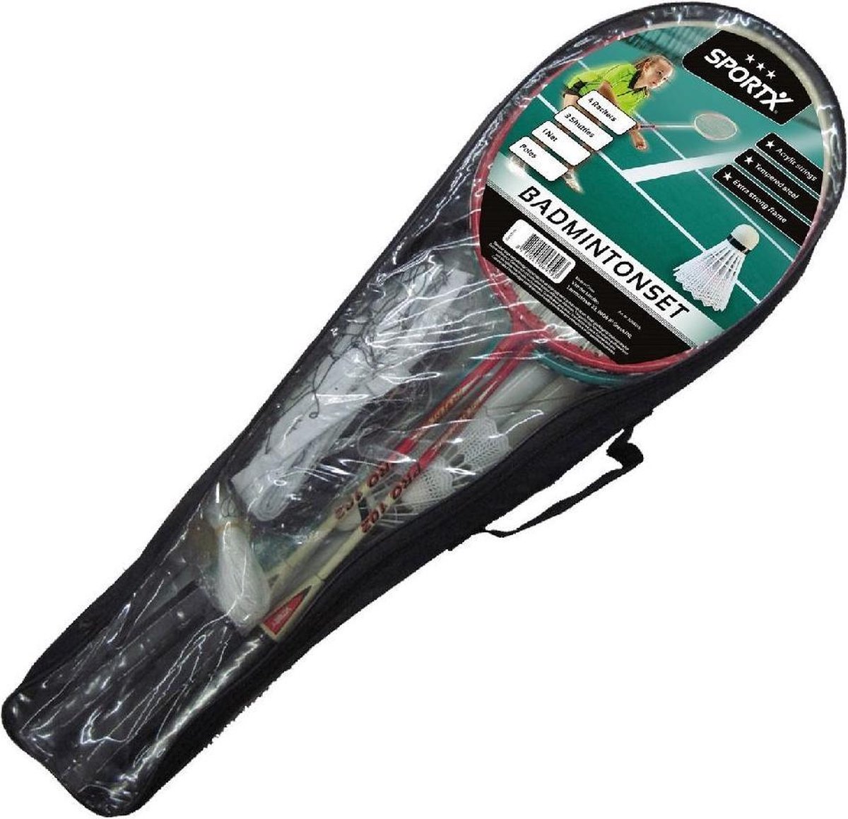 Badminton set - Voor 4 personen - Incl. net & toebehoren