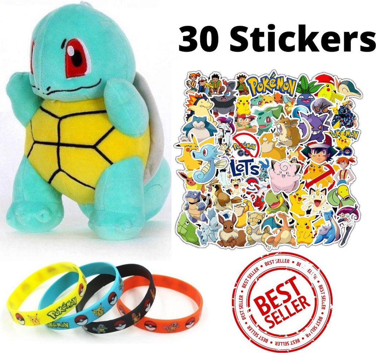 3 in 1 Set Pokemon Squirtle Plush - Pluche - Knuffel - 21 CM - Charmander - Pikachu - Bulbasour - Paw Patrol - Pokemon kaarten - Lego - Speelgoed