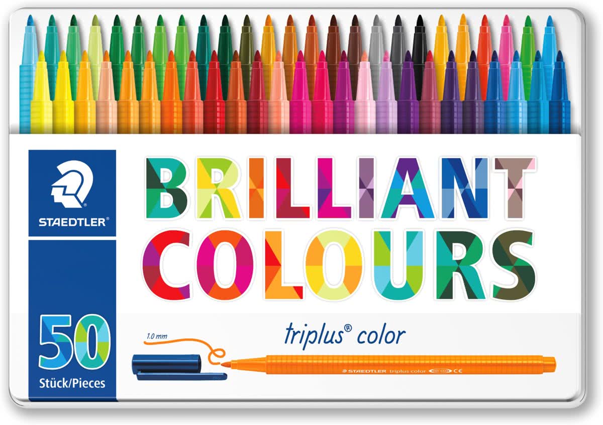 STAEDTLER triplus color kleurstift - Metalen etui 50 kleuren