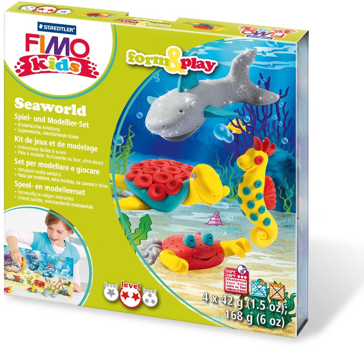 Staedtler FIMO kids 8034 Boetseerklei 42g Grijs, Rood, Turkoois, Geel 1stuk(s)