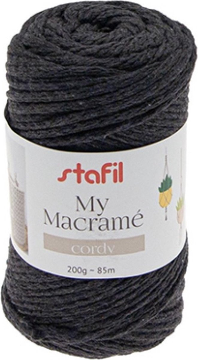 Stafil-My Macrame-Boho-250gram-touw-knopen-handwerk-hobby-Antraciet-4mm