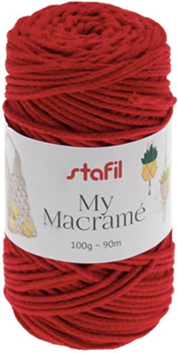 Stafil-My Macrame-Katoengaren-Haken-Breien-Handwerk-rood