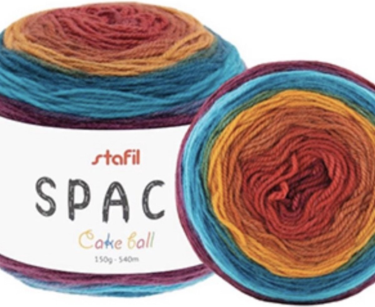 Stafil-Yarn space-wol gekleurd-150gram-540mtr-breien-haken-handwerk