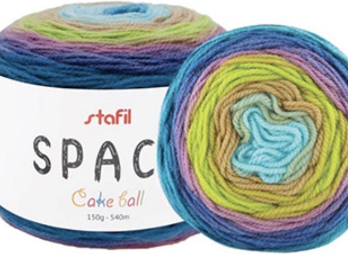 Stafil-Yarn space-wol gekleurd-150gram-540mtr-breien-haken-handwerk