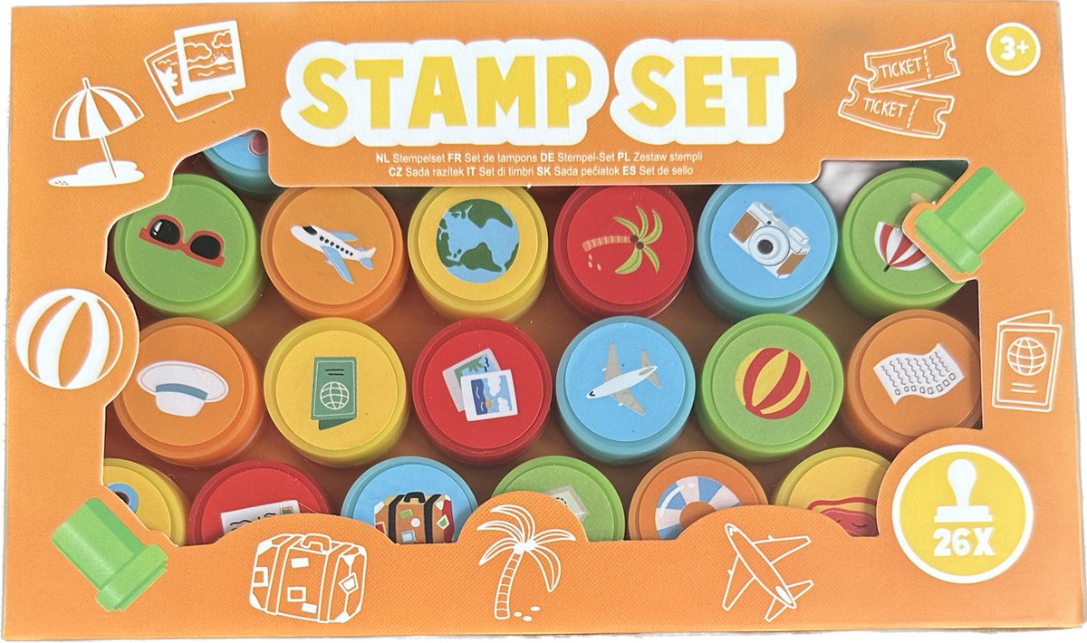 Stempelset 26 stuks - Stamp Set - Stempel - 26 stuks Stempel - cadeautje voor kinderen - Stempelset vacantie - holiday stamp set