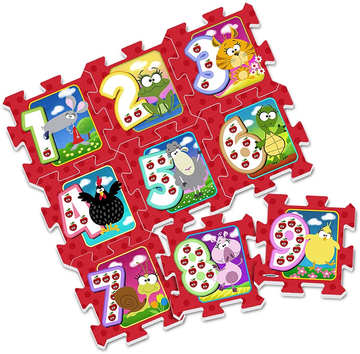 Stamp Vloerpuzzel Animals Rood 9-delig