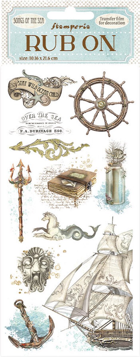 Stamperia - Songs of the Sea Rub-On 4x8,5 Inch Elements (DFLRB50)