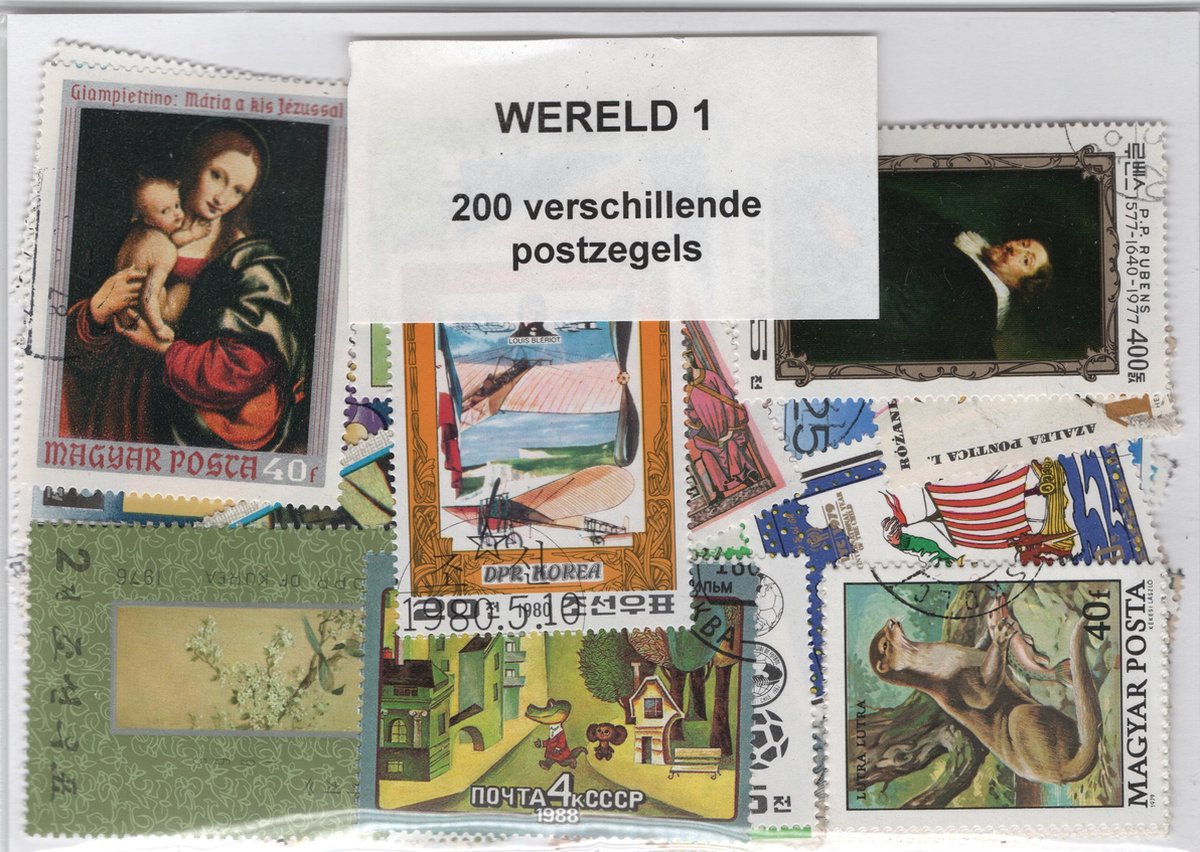 Postzegelpakket Wereld met 200 verschillende postzegels - selectie 1