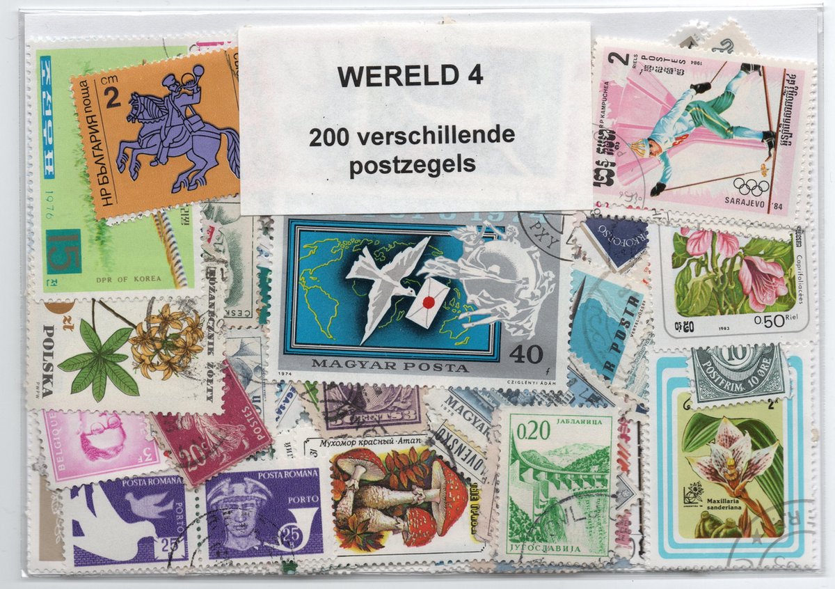 Postzegelpakket Wereld met 200 verschillende postzegels - selectie 4