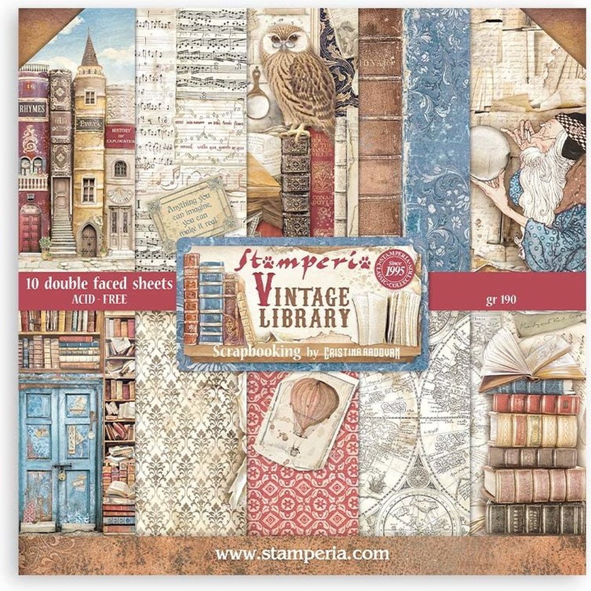 Stamperia - Vintage Library 8x8 Inch Paper Pack (SBBS80)