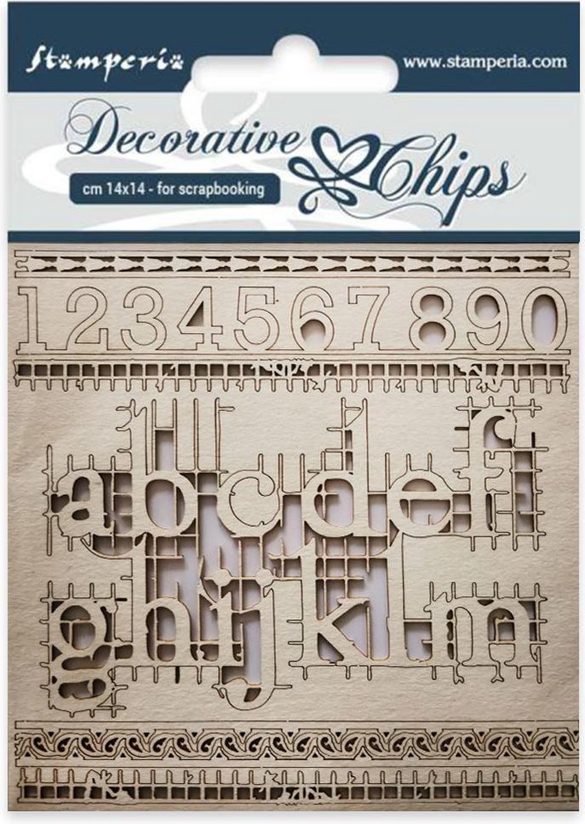 Stamperia Decorative Chips Alphabet and Numbers (SCB24)