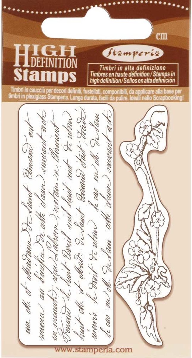 Stamperia Natural Rubber Stamp Writings and Branch (WTKCC184)