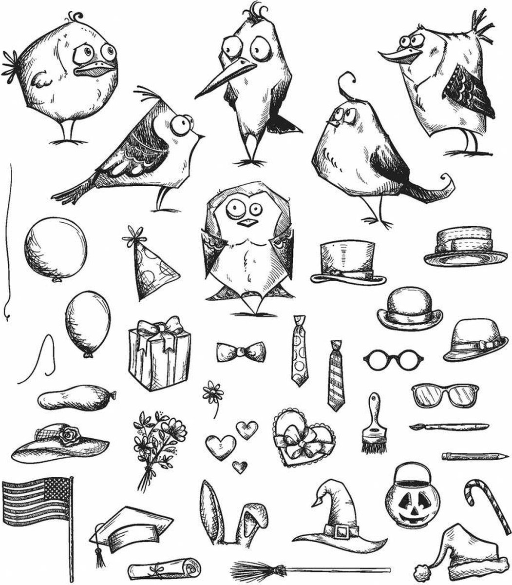 Cling Stamps Mini Bird Crazy & Things (CMS250)