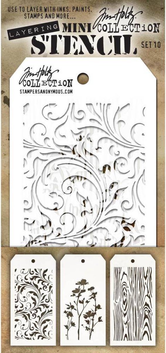 Tim Holtz Mini Layering Stencil Set 10 (THMST010)