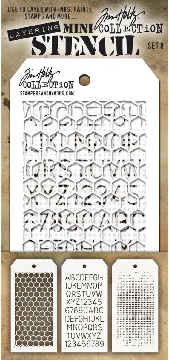 Tim Holtz Mini Layering Stencil Set 8 (THMST008)