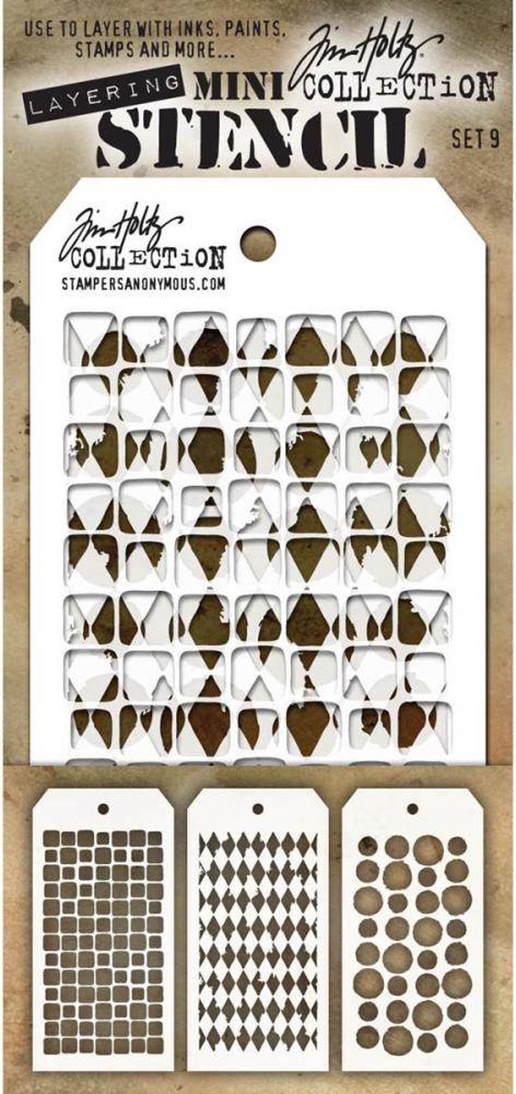 Tim Holtz Mini Layering Stencil Set 9 (THMST009)